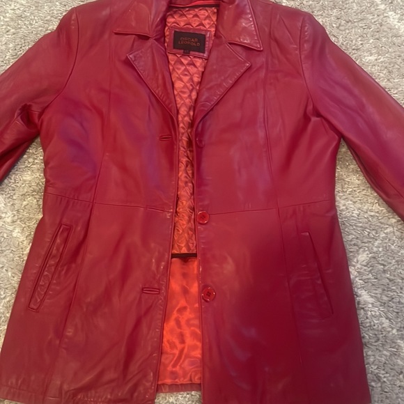 Red Genuine Leather Jacket - Oscar Leopold - Picture 2 of 10